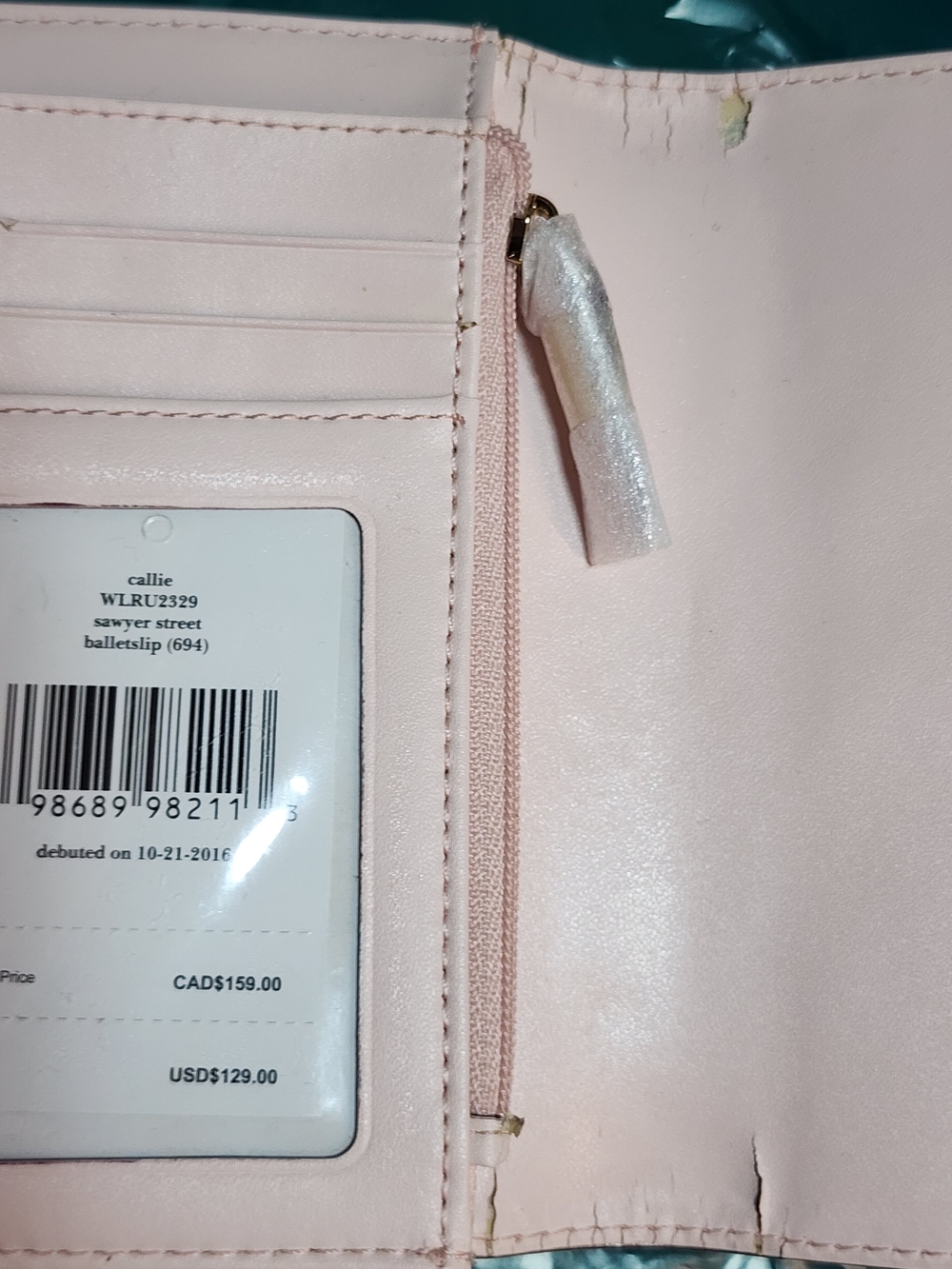 kate spade Light Pink Bow Continental Wallet NWT But Is Cracking - Picture 6 of 8